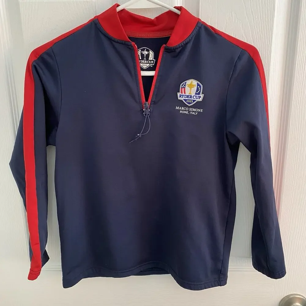 Ryder Cup 2023 Marco Simone Rome Italy Jacket Pullover Boys Medium 1/4 Zip Golf